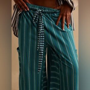 Free People Blanche Pants- Green Pepper Combo